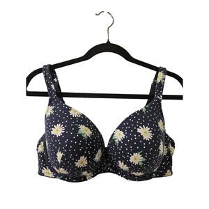 Cacique bra 38DD Boost Plunge navy white daisy print